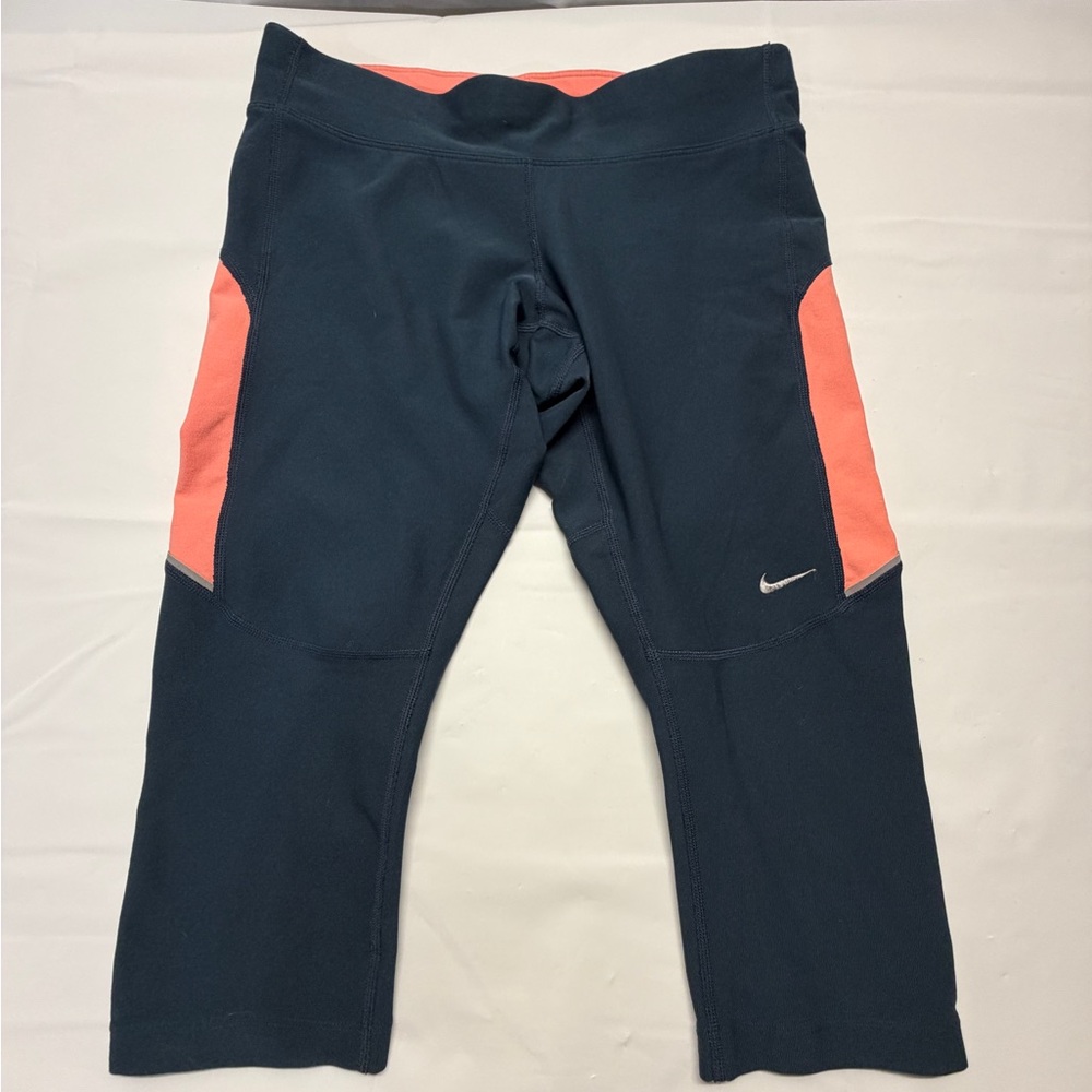 Nike Navy‎ Cropped Leggings with Coral Side Panels